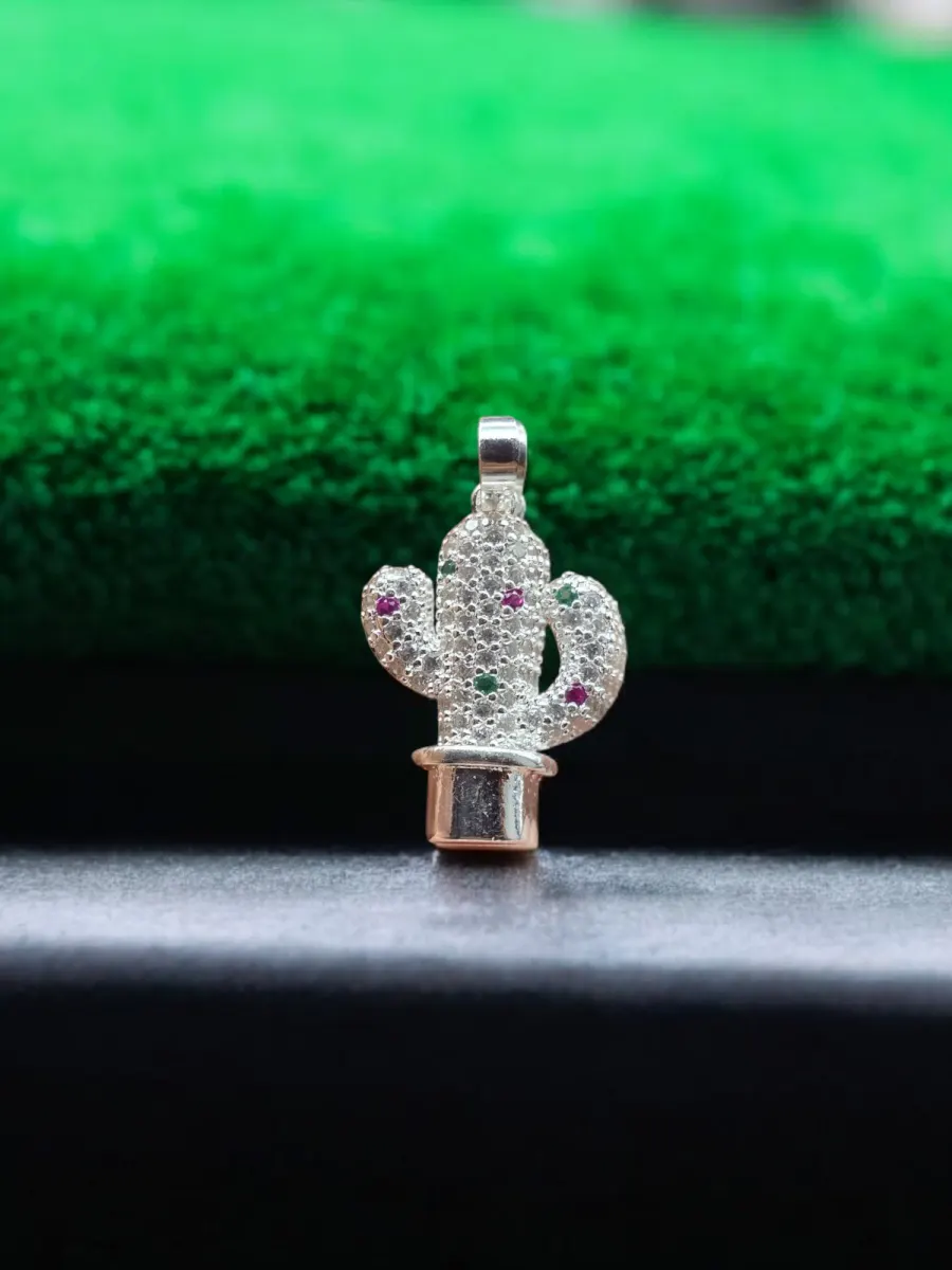 Colgante Cactus con Circones de Plata 925