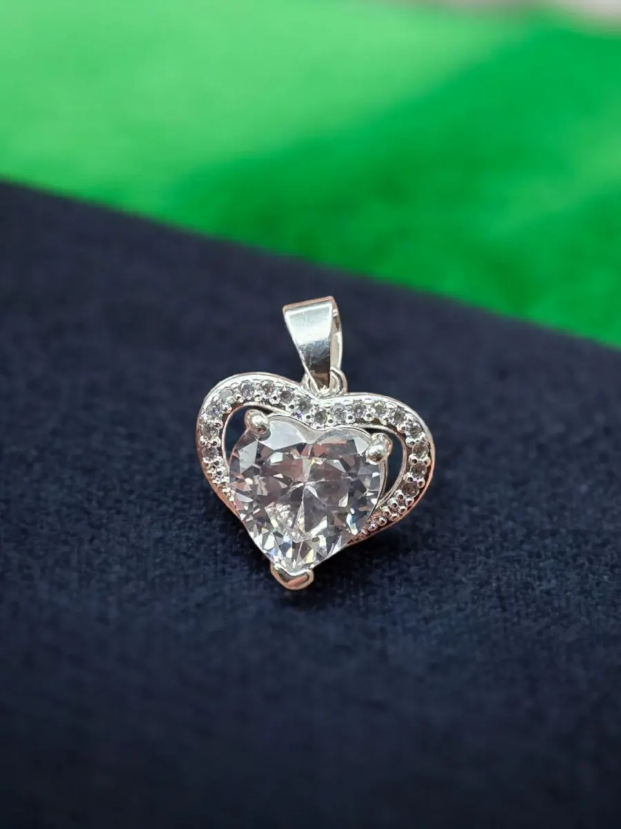 Colgante Corazón Calado Grande con Circones de Plata 925