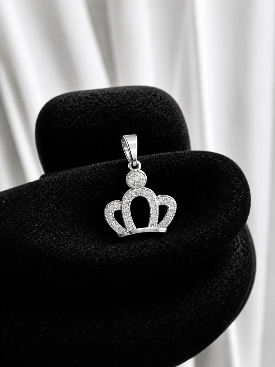 Colgante Corona Grande con Circones de Plata 925